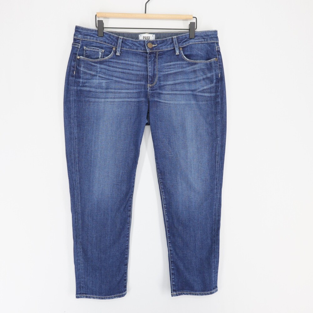 Paige Jimmy Jimmy Crop Jeans Womens 32 Blue Boyfriend Stretch Cropped Dawson